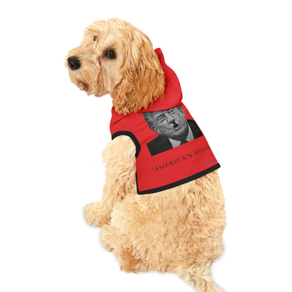 Democrat Donkey- America's Hitler Hoodie in Red, Cozy Dog Apparel, Winter Pet Gear, Funny Pet Gift, Cute Animal Clothing